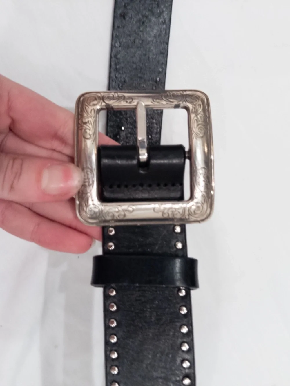 Y2k black studded belt leather size 34 brighton